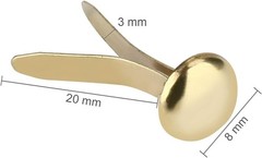 100 PCS Mini Brads, Brass Fasteners 20 x 8mm, Small Metal Brad for Paper Crafts