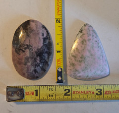 LOT 2 stone cabochons roughly 2×1.5 inches each pink hues