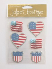 Jolee’s Stars & Stripes USA Patriotic Flags & Hearts July 4th Scrapbook Stickers