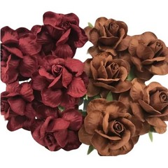 Mixed 4 Sets Burgundy Brown Paper Flower Wedding Scrapbook Craft (Kit-DEC-4A)