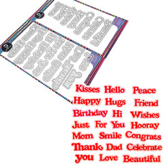 22PC Greeting Word Metal Die Cut with Shadow Frames Sentiments Diecut Greeting D