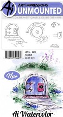 New ART IMPRESSIONS Rubber Stamp cling Watercolor HOBBIT DOOR SET