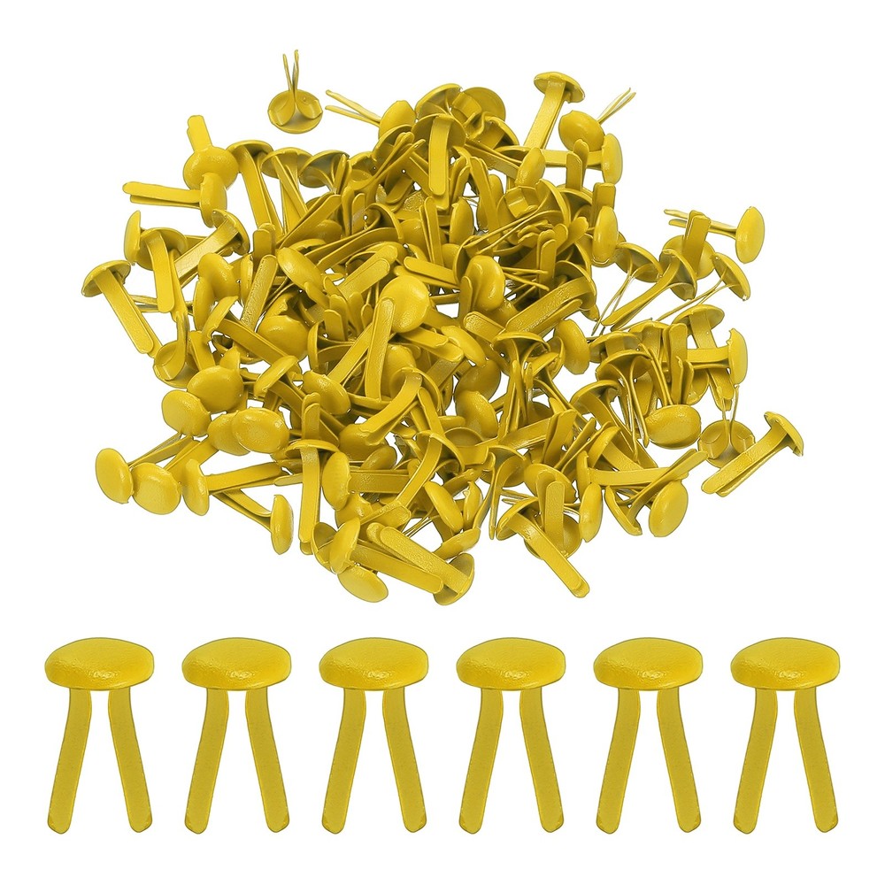Brads for Paper Crafts, 150 Pcs Yellow Metal Round Paper Fasteners, 13 mm