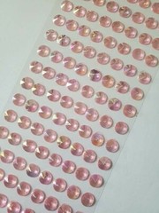 CraftbuddyUS 144 pcs x10mm(18 Stripes)Self Adh Pointed Round Gems,Color-AB PINK