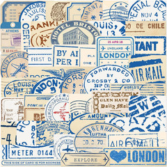 50 PCS Vintage Passport Stamp Stickers, Waterproof Retro Travel Vinyl PVC Sticke