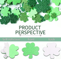 St. Patrick’s Day Foam Stickers Green Shamrock Clover Glitter Stickers Irish Clo