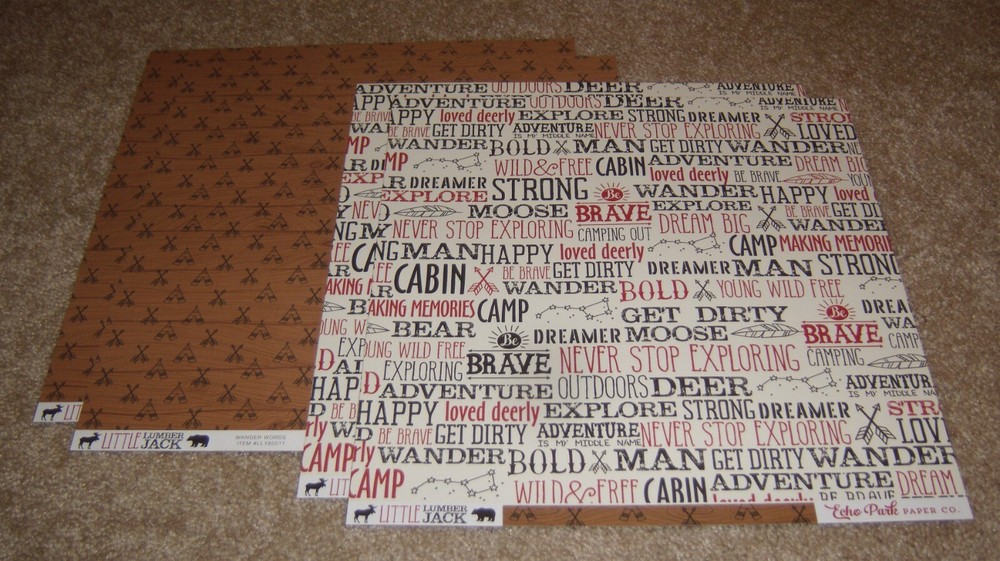 Echo Park 12×12 Dbl. Sided Scrapbook Paper (4) ~ Little Lumber Jack Wander Word