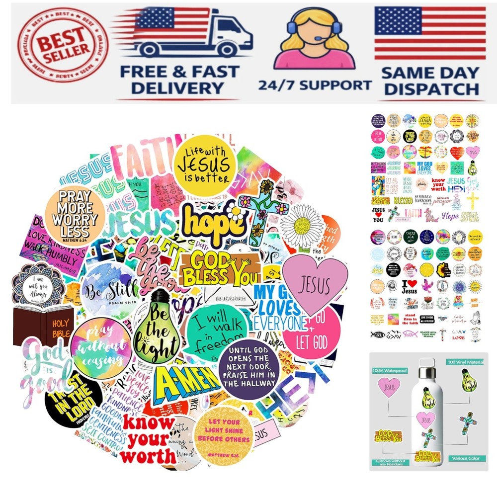 Bulk 220Pcs Inspirational Stickers – Waterproof Bible Verses for Creative Use