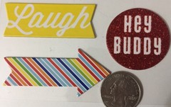 HAPPINESS PHRASE Chipboard Glittered Stickers(13pc)Smiles•Adventure•Love •Silly•