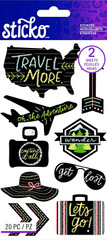 TRAVEL Adventure Wander Go Lost Plane Luggage Camera Sticko Chalk Stickers