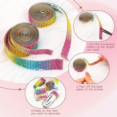Crystal Rhinestone Tape Sticker Self Adhesive Diamond Rolls Strip Various Styles