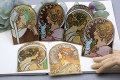 Mucha PET stickers | 10pcs PET Stickers Mucha vintage style pattern woman myster