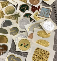 64 Miscellaneous Embossed Foil Envelope Stickers /Seals