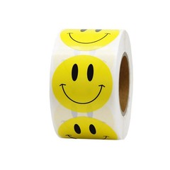Happy Face Circle Dot Reward Stickers, 500 Labels, 1.5 Inch Yellow