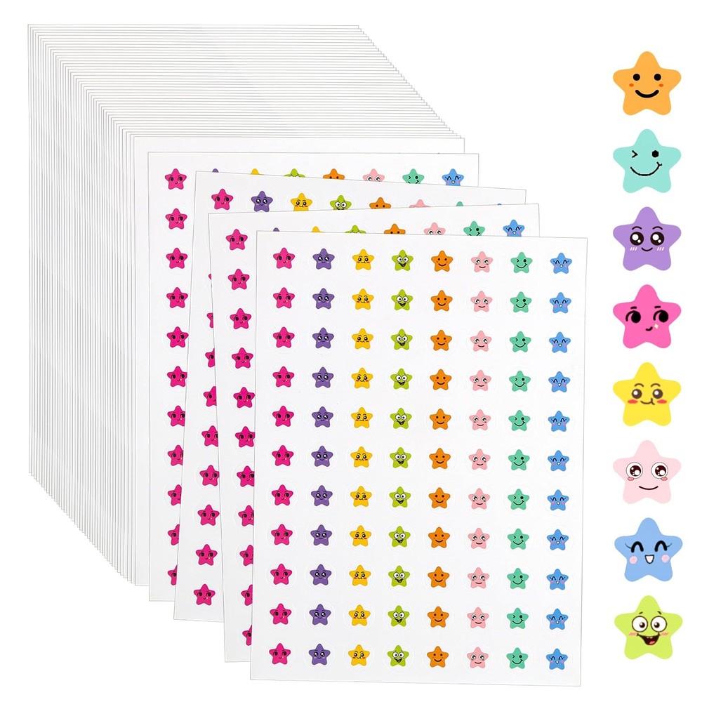 3520 PCS Small Star Stickers for – 0.4″ Mini Smiley Stickers Colorful Happy S…