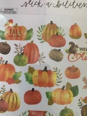 AUTUMN PUMPKINS STICKERS GLITTER PUMPKINS WELCOME AUTUMN PUMPKINS GLITTER 24PCS