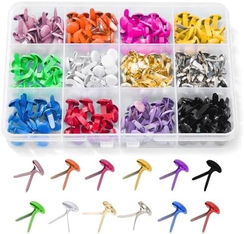 180pcs Brads for Paper Crafts，12 Colors Brads Paper Fasteners Metal Paper Fasten