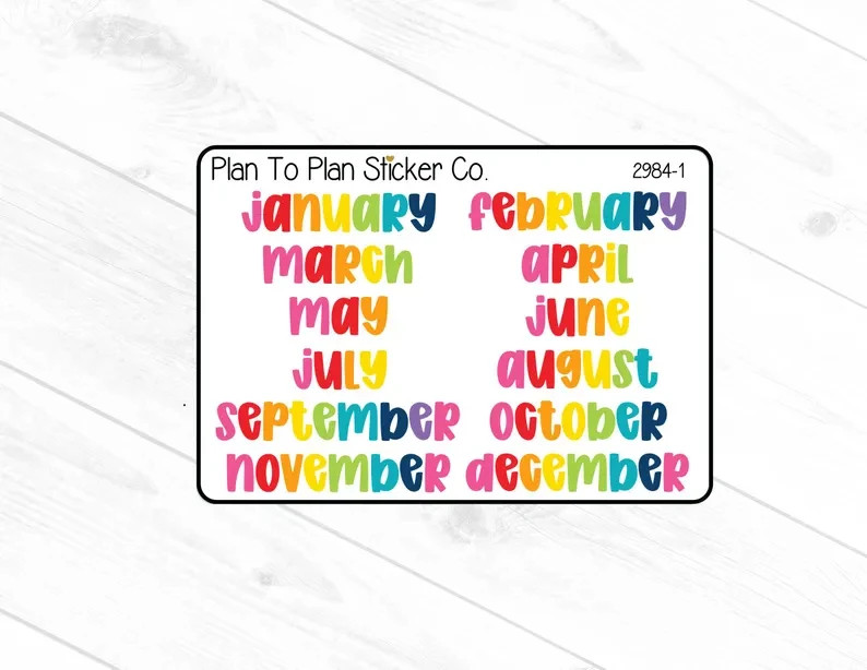 2984-1~~Months of The Year (Bold) Planner Stickers.