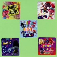 10 Trolls World Tour Music – Large Stickers – Party Favors
