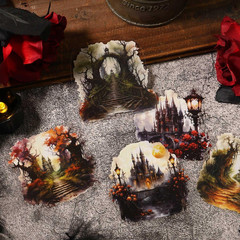 80 Pcs Mist Theme Gothic Scrapbook Kit, Vintage PET Stickers for Junk Journal &