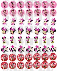 SET of 100- 1″ PRECUT «MINNIE MOUSE» BOTTLE CAP IMAGES. Hairbows, Scrapbooking.