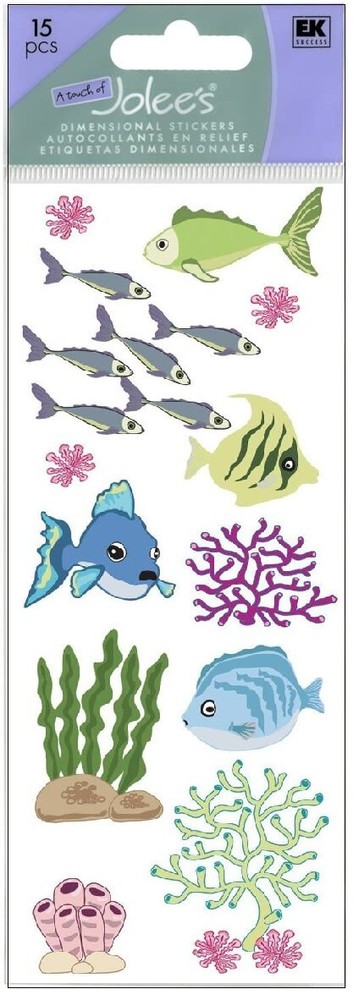 Fish and Coral, sea side, 3D scrapbook sticker – Jolees JJ161