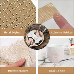 Small Letter Stickers for Resin,Mini Gold/Silver Letter Stickers Meta ,18 Sheets