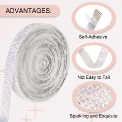 Self Adhesive Rhinestone Strips 6 Yards 0.55 Inch for Craft,Beige AB