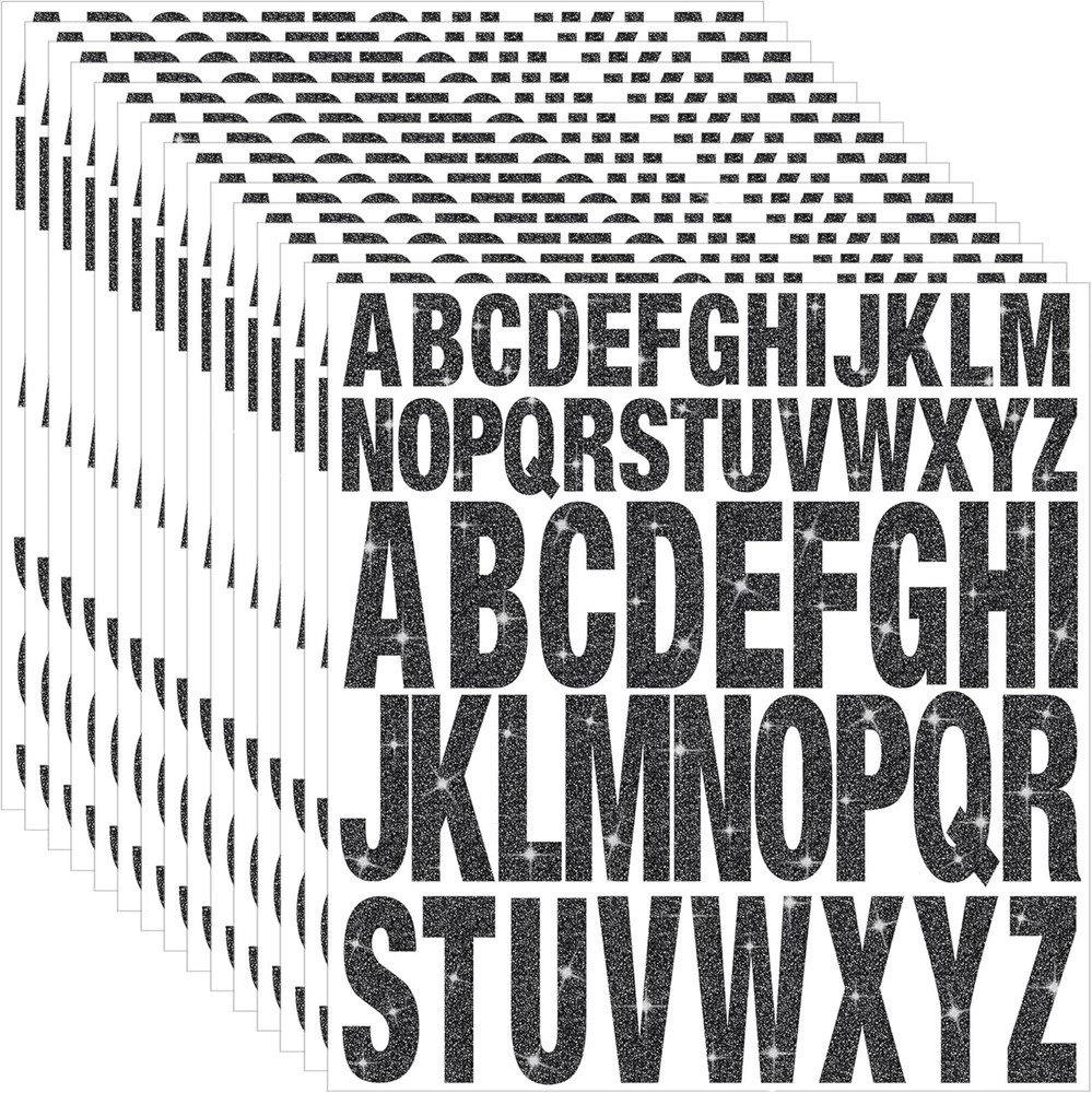 15 Sheets Letter Stickers 780 Pcs Glitter Capital Letters Large Self-Adhesive Vi