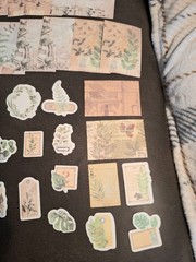 Retro Material Pack 100 Pc Scrapbooking JJ Craft Kit Supplies Plant Handwriting