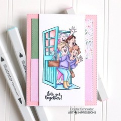 New ART IMPRESSIONS Rubber Stamp Clear set WE’RE HERE GIRLFRIENDS free USA ship