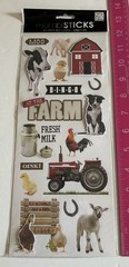 New Mambi Sticks AT THE FARM Stickers COW TRACTOR BARN DOG