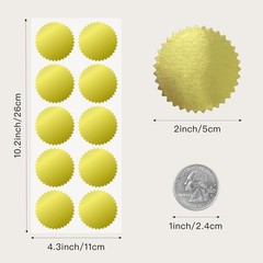 200 Pcs 2 Inch Embossing Stickers Gold Foil Seals Stickers for Book Invitation