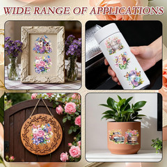 Flower Rub on Transfers for Crafts – 36 Pcs Vintage Spring Flower Rub on Transfe