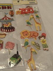 Vintage Scrapbook Sticker Lot K&Company Dimensional Zoo Amusement Park Boys NOS