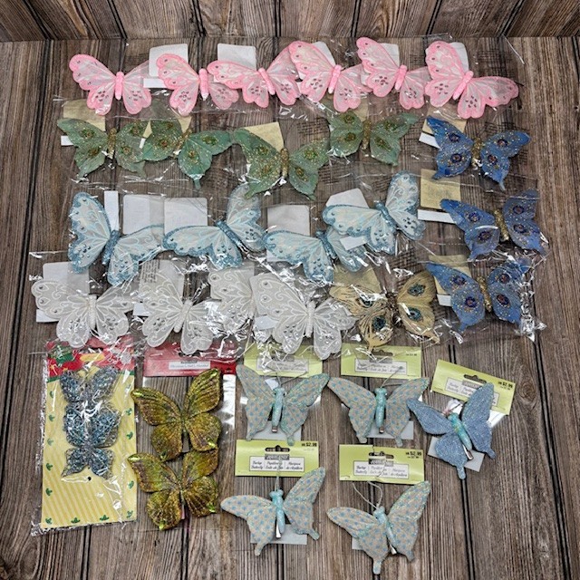 Lot of 31 – Butterfly Clips Craft Embellishments Scrapbook Wreaths