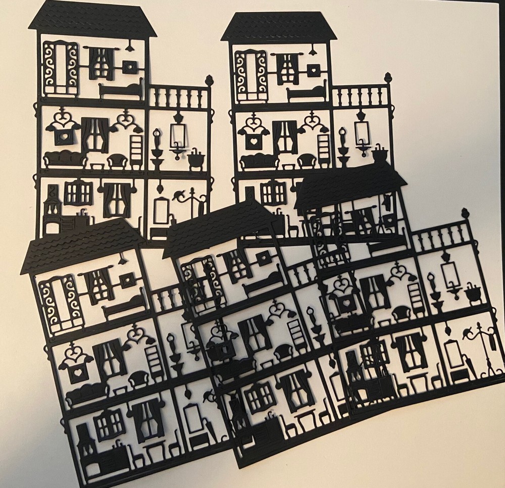5 DOLLHOUSE cardstock paper die cut embellishments scrapbook / card making