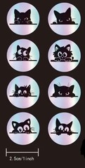 500 pcs Sticker Roll Cute Black Cat Eyes Holographic Laser Cartoon Self Adhesive