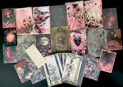Victorian Gothic Junk Journal Kit Ephemera Bundle 100+ Pcs Pink Roses Skulls