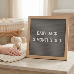 C CRYSTAL LEMON Gray Felt Letter Board 10×10 Inch, 336 Pre-Cut Grey,