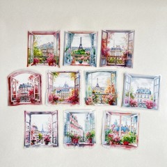 Paris France Window Stickers Travel Junk Journals Collage Scrapbooking