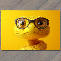 STICKER Stylish Snake Colorful Scene with Glasses Fashion Look Year Funny