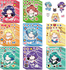 24 Sheets Make-A-Face Cartoon Sailor Anime Moon Stickers for Party Supplies