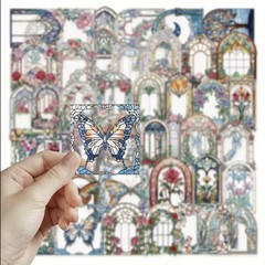 10pcs P.E.T. Stained Glass Floral Window Stickers- Scrapbook, Journal, DIY Craft