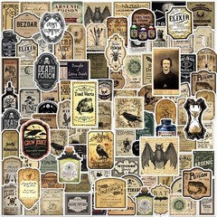 JUNEBRUSHS 324 Pcs Potion Labels Scrapbook Stickers, Vintage Gothic Aesthetic…