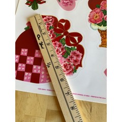 Vintage Current Inc Roses & Hearts Sticker Sheets Floral Valentine Die Cut 2pc