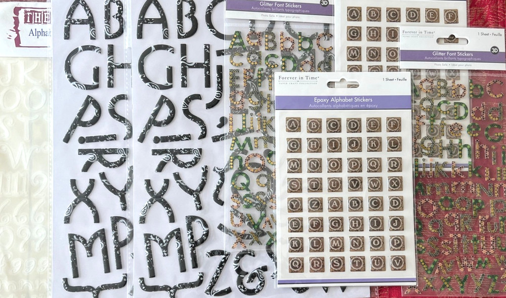 #310 – 7 PACKAGES ALPHABET LETTERS LARGE & MEDIUM FLAT & 3D STICKERS