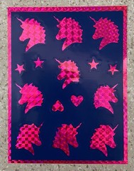 Vintage Hallmark Razzle Dazzle 1980’s Pink Unicorn Prismatic Stickers Sheet New