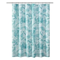 Green Printed, Ribbed Textured Shower 72″W x 72″L (Pack of 1) Palm Leaves