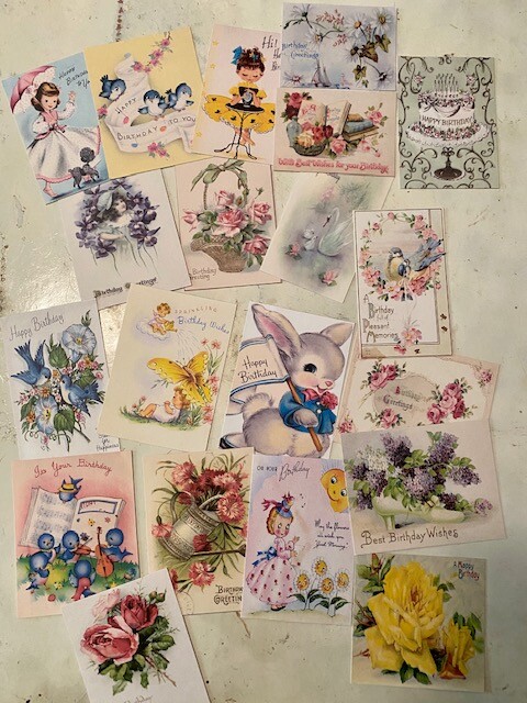Birthday Die Cuts/Gift Tags Card Making~Vintage Style-Journal Supply-40 Pieces